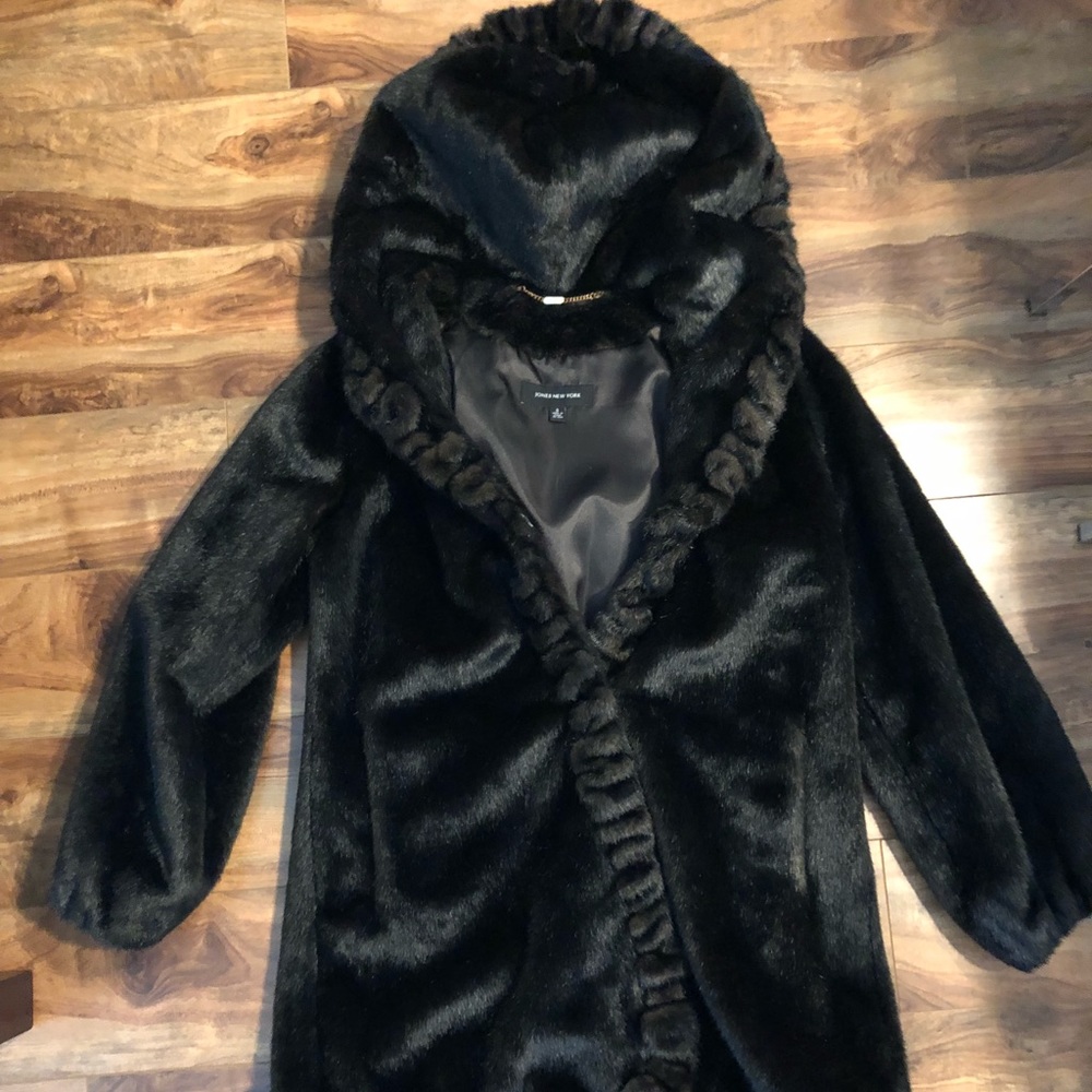 Dramatic faux fur mink swing coat